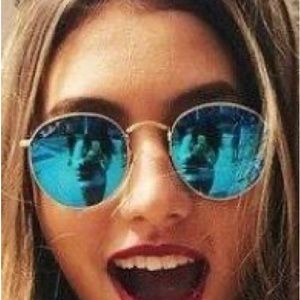 Polarized round Lennon blue flash sunglasses